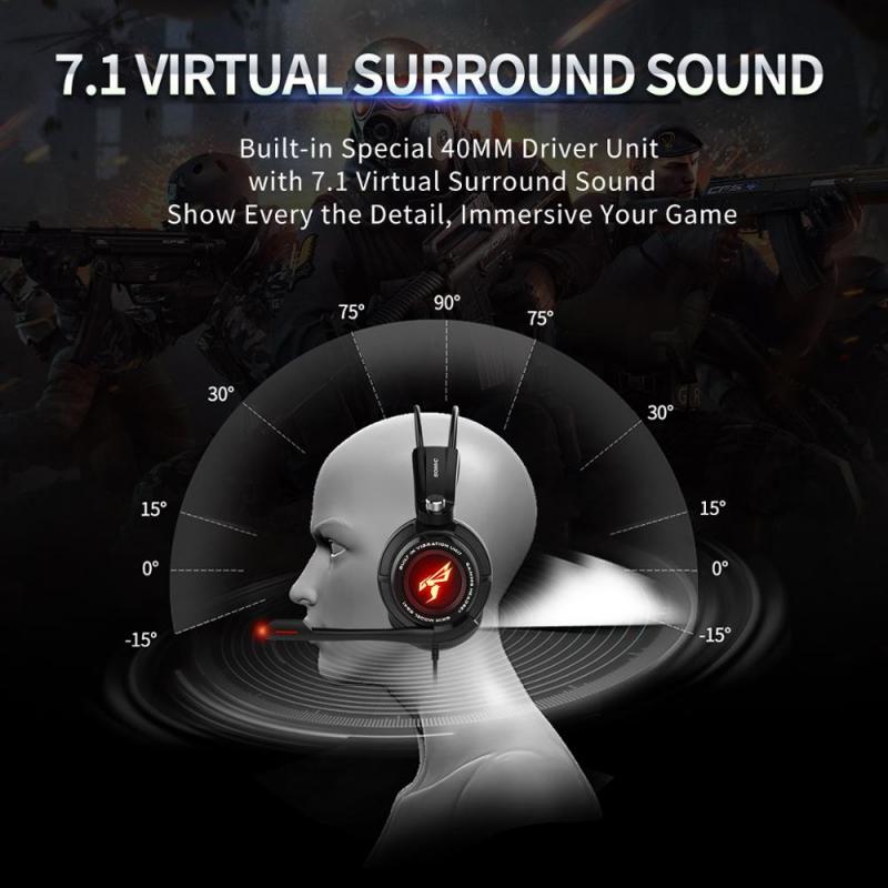 Somic G941 Gaming Headset 7.1 Sound Vibration Headset USB Plug With Microphone Stereo Bass Noise Cancelling Headphones LED Light