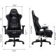 AutoFull Gaming Chair Black PU Leather Footrest Racing Style Computer Chair, Headrest E-Sports Swivel Chair, AF070DPUJ Advanced