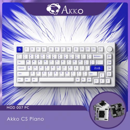 Official Akko MOD 007 PC Blue on White 75% Mechanical Keyboard Wired Hot-swap Gasket Mount with Knob Per-Key Flex-Cut PCB Clacky Sound