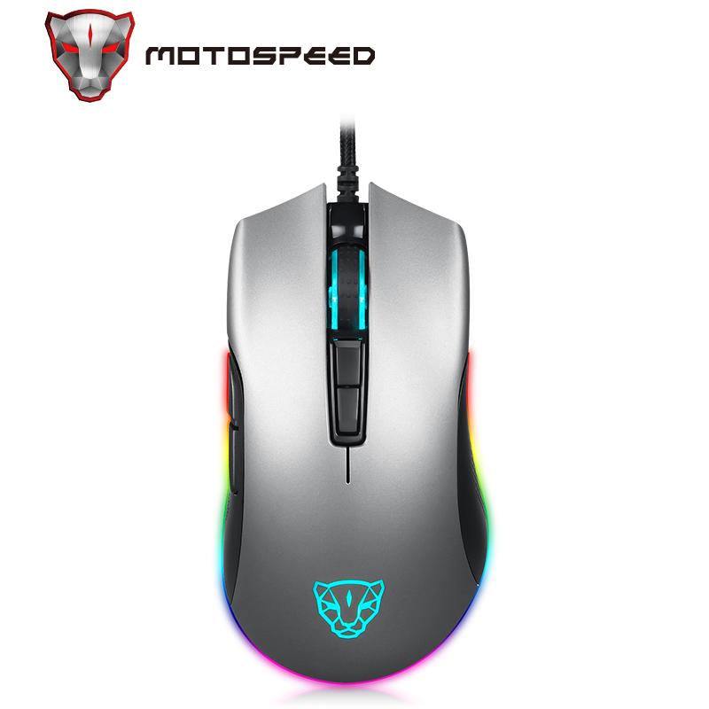 Motospeed V70 Gaming Mouse RGB LED Backlight Optical USB Wired 7 Buttons Customize Macro Programming