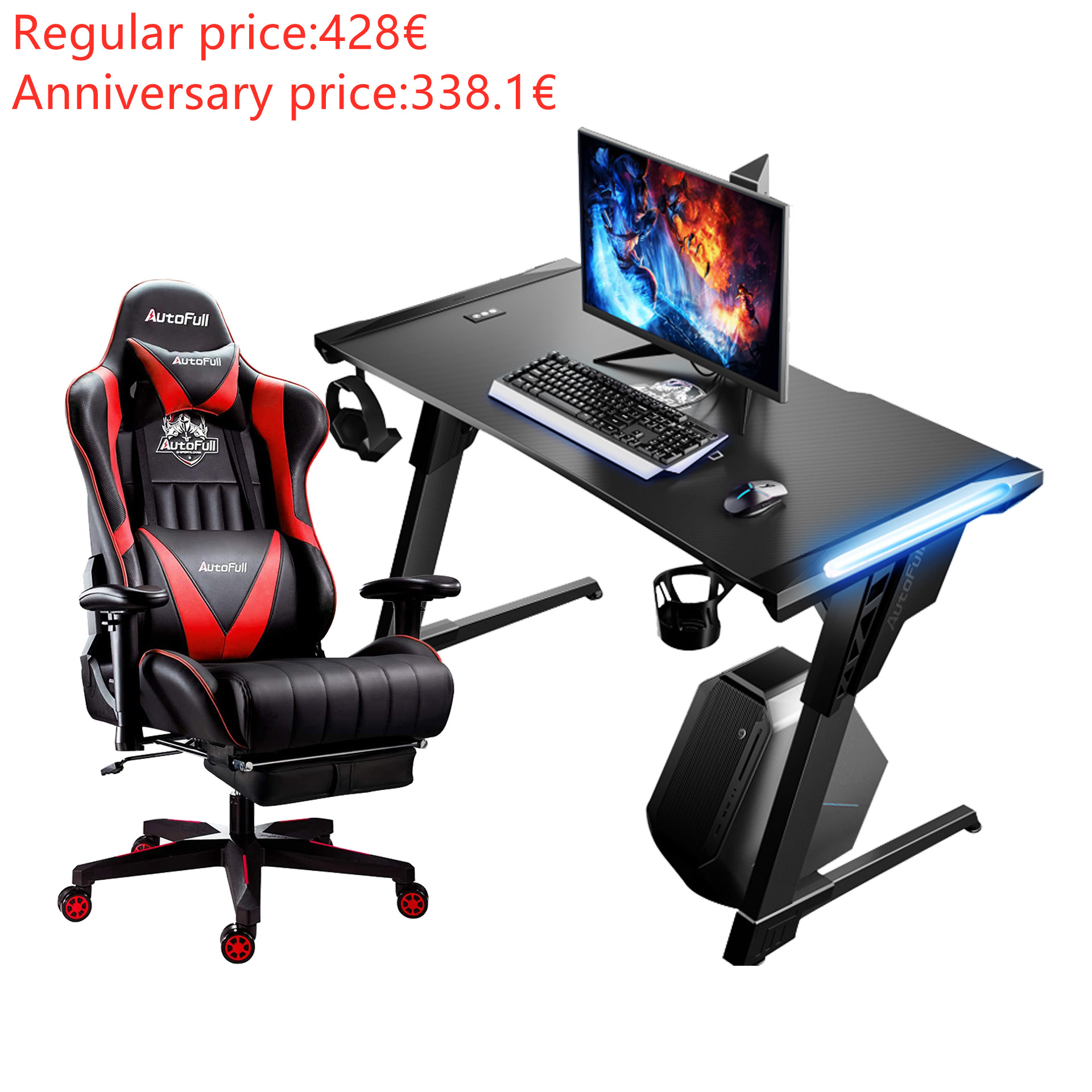 Bzfuture.com, Autofull AF070DPUJ/BPUJ+AFDJZ004B Gaming Chair and Desk Combo Autofull AF070DPUJ/BPUJ+AFDJZ004B Gaming Chair and Desk Combo