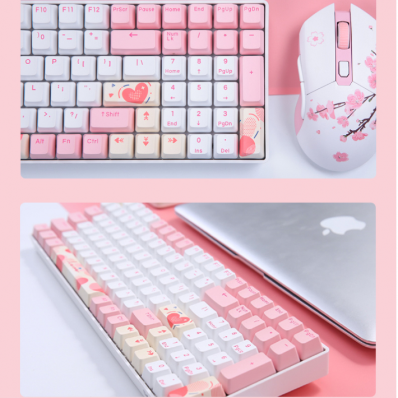 Dareu A100 Tri-mode Connection 100% Hotswap RGB LED Backlit PBT keycaps Mechanical Gaming Keyboard With TTC Gold-pink Switch