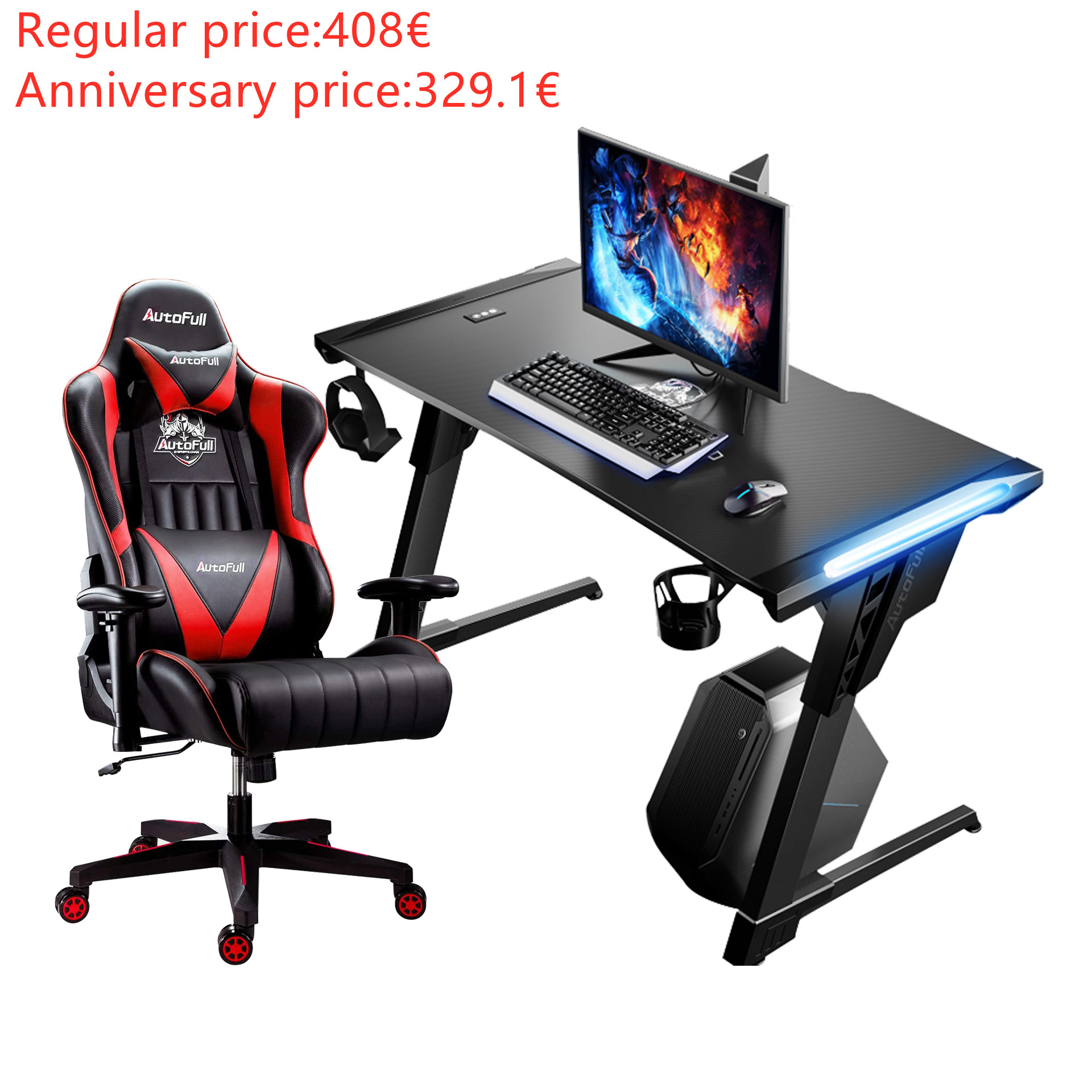 Bzfuture.com, Autofull AF070DPU/BPU/UPU+AFDJZ004B Gaming Chair and Desk Combo Autofull AF070DPU/BPU/UPU+AFDJZ004B Gaming Chair and Desk Combo