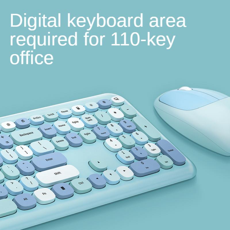 Bzfuture Small Fresh Macaron Color Wireless Keyboard and Mouse Set Girls Lovely Chocolate Silent Infinite Color Keyboard