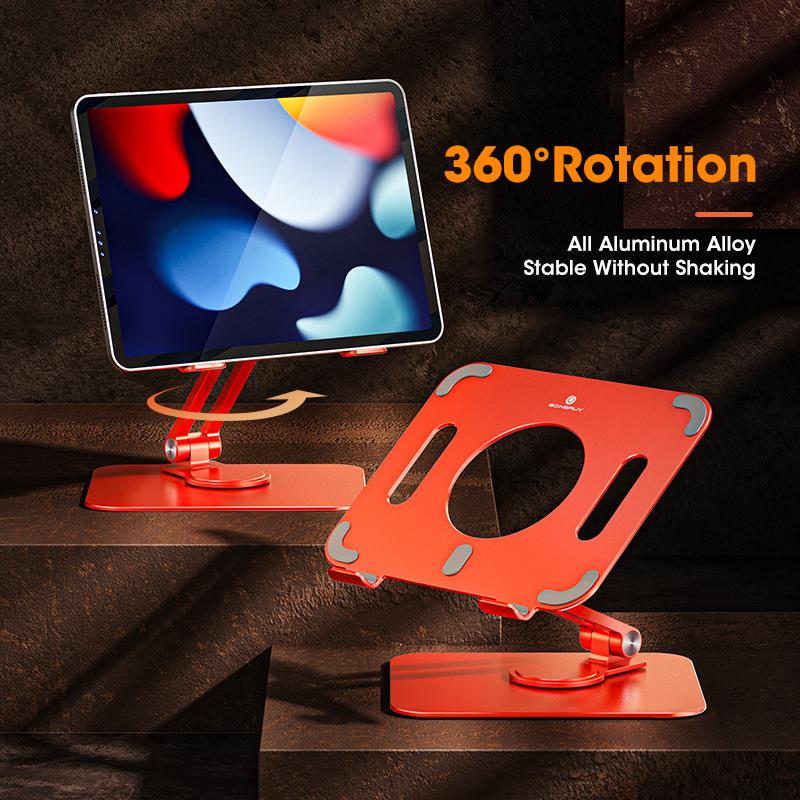 Bzfuture Adjustable Aluminium Alloy Tablet Stand 360° Rotatable Support Tablet Desk Portable Metal Holder For Phone Pad
