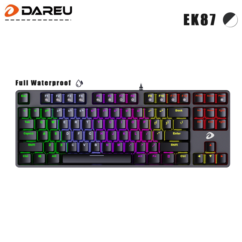 Dareu EK87 Wired Optical Switch Full Waterproof with N-Key Rollover Dynamic Rainbow Backlight Mechanical Keyboard