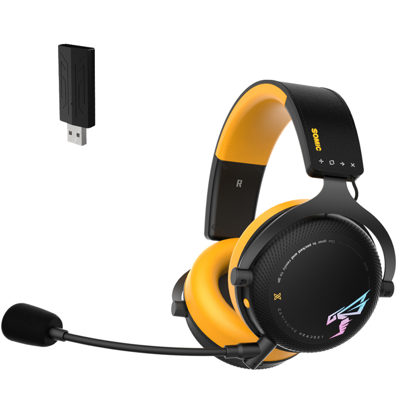 Official SOMIC G760 2.4G Wireless And Bluetooth Integrated Game Headphones Removable Mic Dual Sound Effect Mode Stereo RGB Light Headset