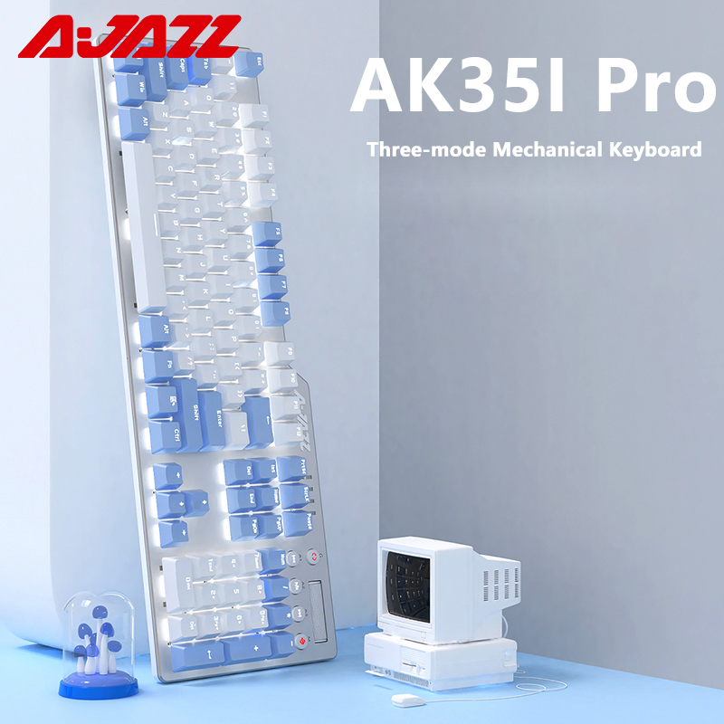 AJAZZ AK35I Pro 104 Keys Bluetooth Gaming Mechanical Keyboard Wireless Wired Keyboards Red Switch Keyboard for Gamer Laptop PC