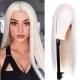 Long Straight White Synthetic Hair Lace Front Wig Wg1117
