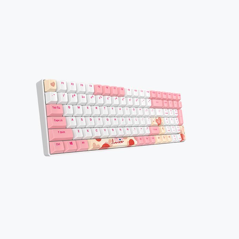 Dareu A100 Tri-mode Connection 100% Hotswap RGB LED Backlit PBT keycaps Mechanical Gaming Keyboard With TTC Gold-pink Switch