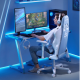 AutoFull Gaming Chair Blue PU Leather Racing Style Computer Chair, Lumbar Support E-Sports Swivel Chair, AF077UPU