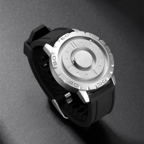 Official Eutour Original Iron Ball Magnetic Pointer Concept Quartz Unusual Men's Watch Fashion Rubber Strap