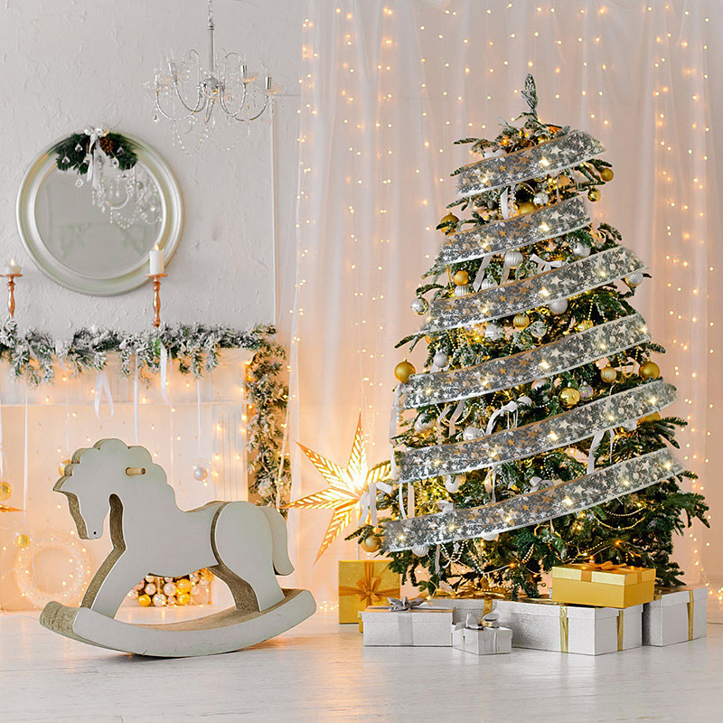 Official Bzfuture LED romantic ribbon lights Christmas tree decorations