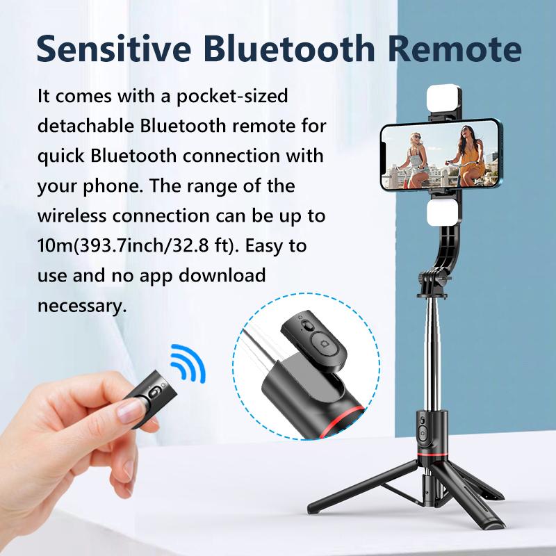 Bzfuture Extended Version Bluetooth Selfie Stick Double Fill Light Tripod with Remote Shutter for Android IOS Cell Phone