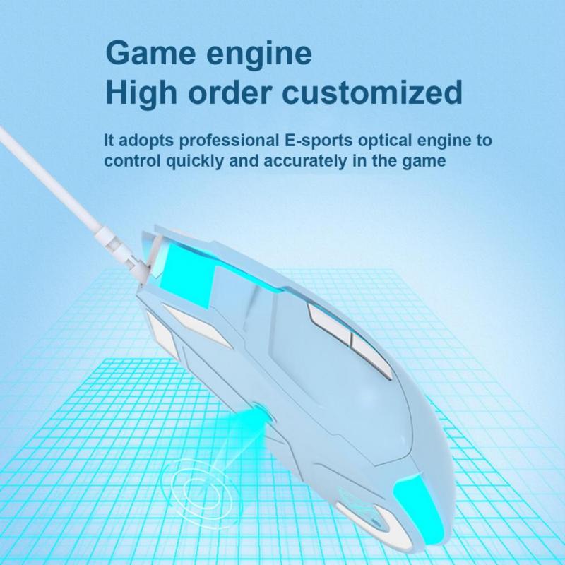 Ajazz AJ52 USB Wired Gaming Mouse RGB Backlight 2500 DPI Programmable Computer Mouse for Ergonomic Laptop PC Gaming Accesories