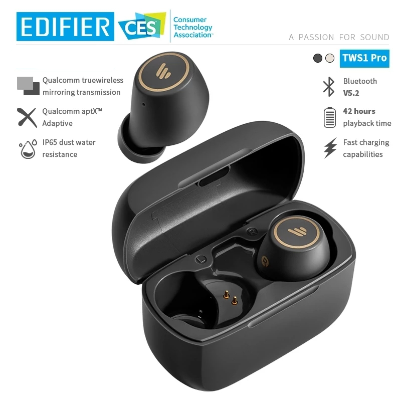 Bzfuture.com, EDIFIER TWS1 Pro TWS Wireless Bluetooth Earphone aptX Bluetooth V5.2 up to 42hrs playback time Fast charging capabilities EDIFIER TWS1 Pro TWS Wireless Bluetooth Earphone aptX Bluetooth V5.2 up to 42hrs playback time Fast charging capabilities