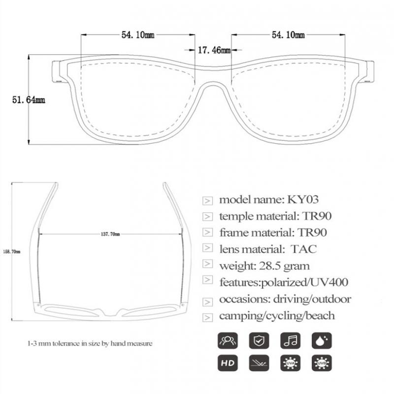 KY03 Smart Glasses Wireless Bluetooth 5.0 Sunglasses Outdoor Smart Sport Hands-Free Calling Anti-Blue Eyeglasses
