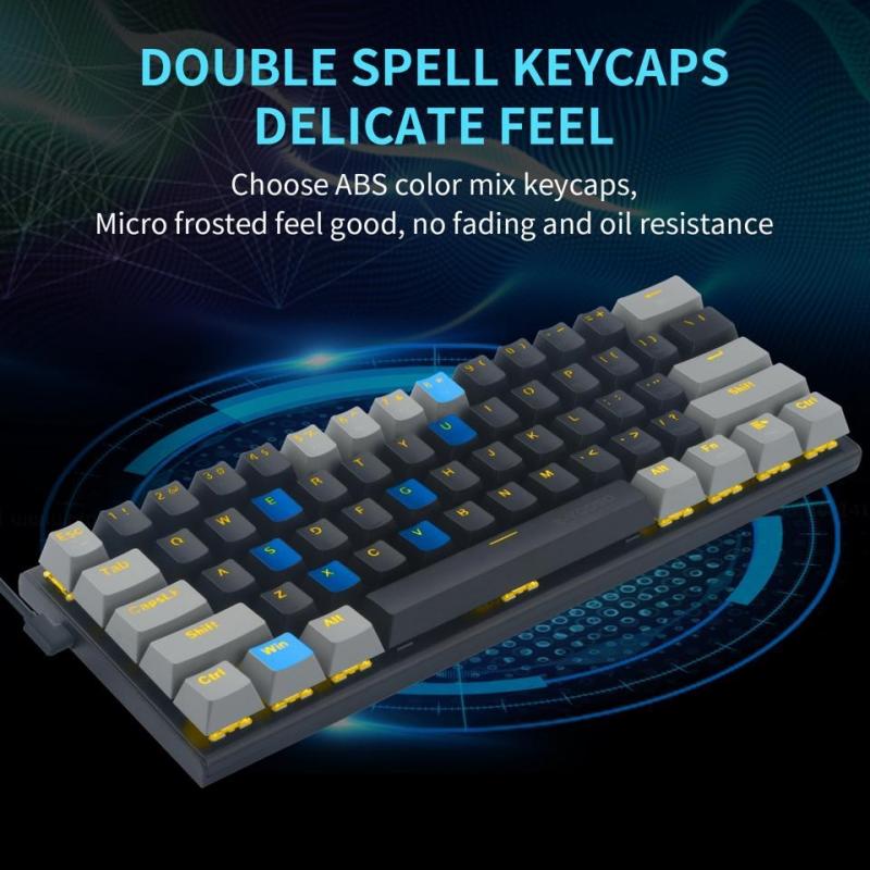 EYOOSO Z11 61 Keys Wired Mechanical Gaming Keyboard with Solid Backlit Two-Color Keycaps