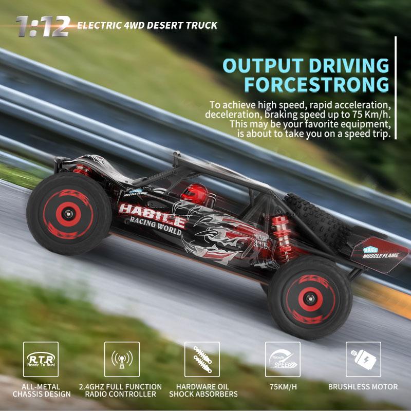 WLtoys 124016 124017 124018 124019 V2 75KM/H 2.4G RC Car Brushless 4WD Electric High Speed Off-Road Drift Remote Control Toys for Children