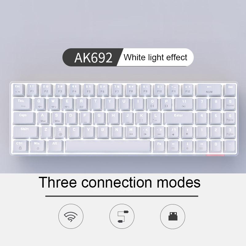 AJAZZ AK692 RGB Hot Swap Wireless Mechanica Keyboard Gaming 69 Key Tri-mode USB Portable Bluetooth Keyboard for PC Laptop Tablet