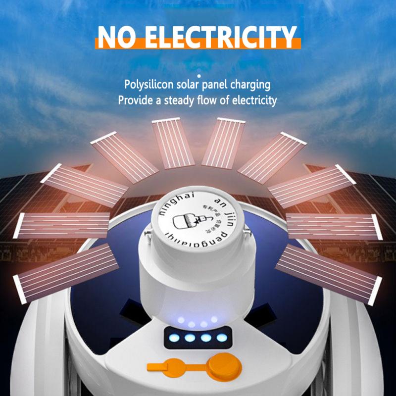 Bzfuture Portable Solar Powered LED Lamp USB Rechargeable Camping Searchlights Outdoor