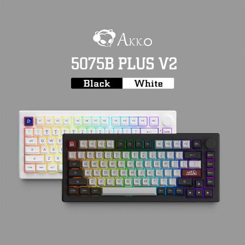 Akko 5075B Plus V2 75% Hot Swappable Multi-Modes RGB Mechanical Gaming Keyboard 2.4GHz Wireless/USB Type-C/Bluetooth 5.0