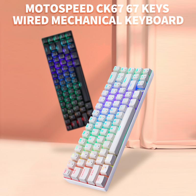 Motospeed CK67 65% Wired Mechanical Keyboard with Red Switch/LED Backlit/Type-C,67 Keys Compact Keyboard Compatible with Mac Windows