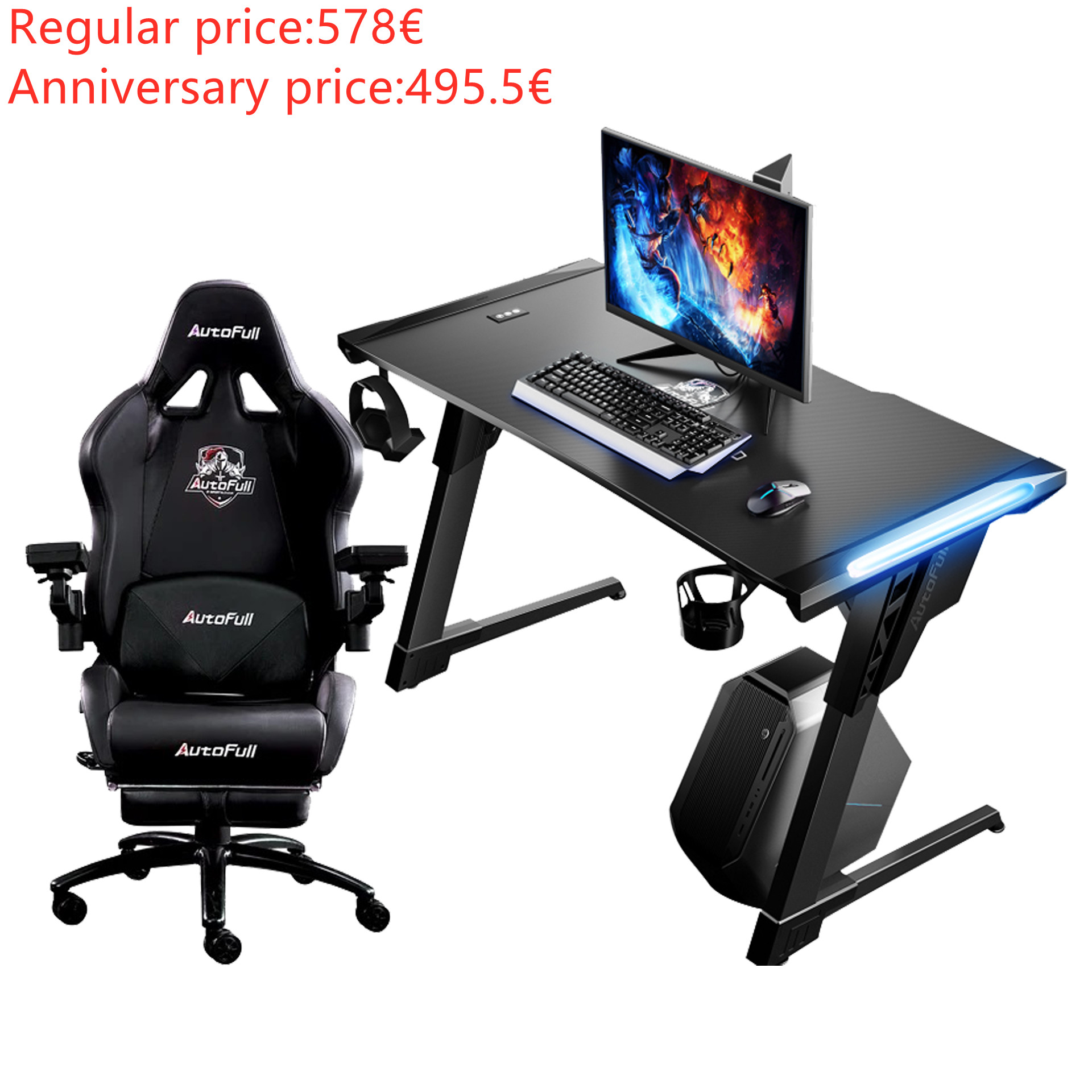 Bzfuture.com, Autofull AF066DPUS+AFDJZ004B Gaming Chair and Desk Combo Autofull AF066DPUS+AFDJZ004B Gaming Chair and Desk Combo