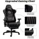 AutoFull Gaming Chair Black PU Leather Footrest Racing Style Computer Chair, Headrest E-Sports Swivel Chair, AF070DPUJ Advanced