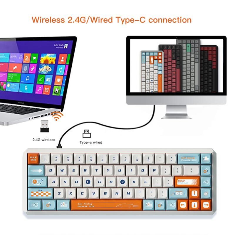 Motospeed Darmoshark K5 Gaming Mechanical Keyboard Wired and 2.4G Wireless Dual-Mode 68key Hot Swap Keypad PBT Keycap TTC Red Switch