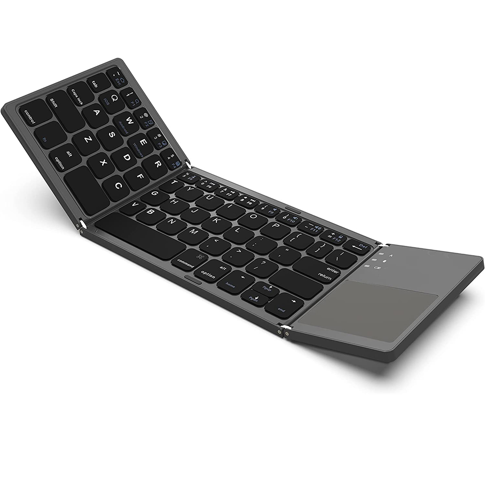Bzfuture Portable Mini Three Folding Bluetooth Keyboard Wireless Foldable Touchpad Keypad for IOS Android Windows ipad Tablet