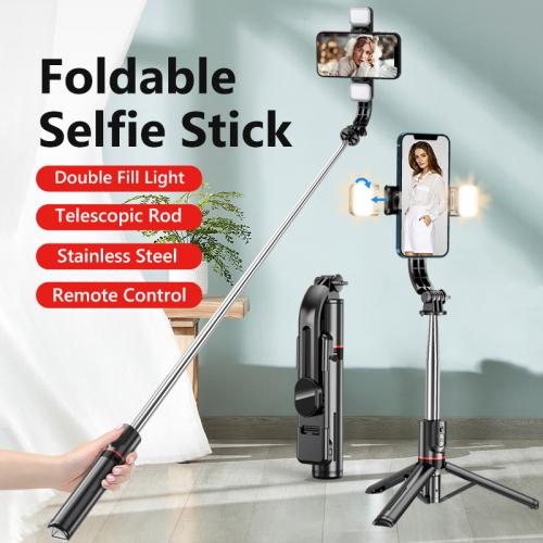 Official Bzfuture Extended Version Bluetooth Selfie Stick Double Fill Light Tripod with Remote Shutter for Android IOS Cell Phone