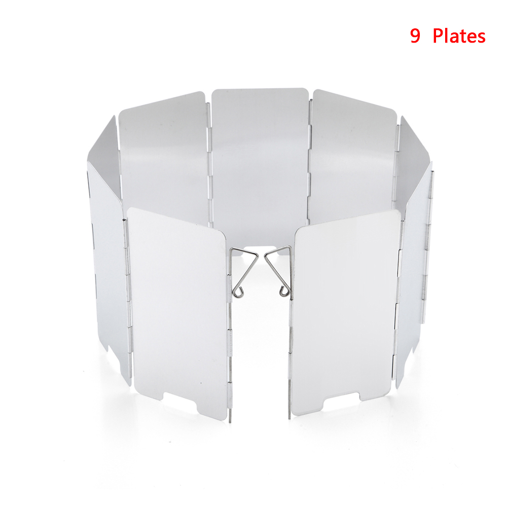 Bzfuture 9 Plates Foldable Gas Stove Windshield Outdoor Camping Cooking Burner Windproof Screen Aluminium Alloy Outdoor Stove Wind Shield