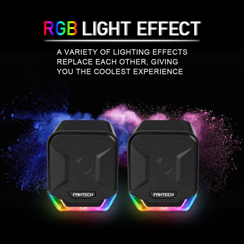 FANTECH SONAR GS202 Speaker Komputer USB dan Speaker Mini Berkabel 3.5Mm RGB Kejelasan Akustik untuk Laptop Komputer Desktop