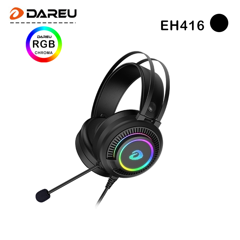 DAREU EH416 USB Gaming Headset with Microphone RGB Light 7.1 Surround Sound Noise Canceling Mic for PC Mac Laptop