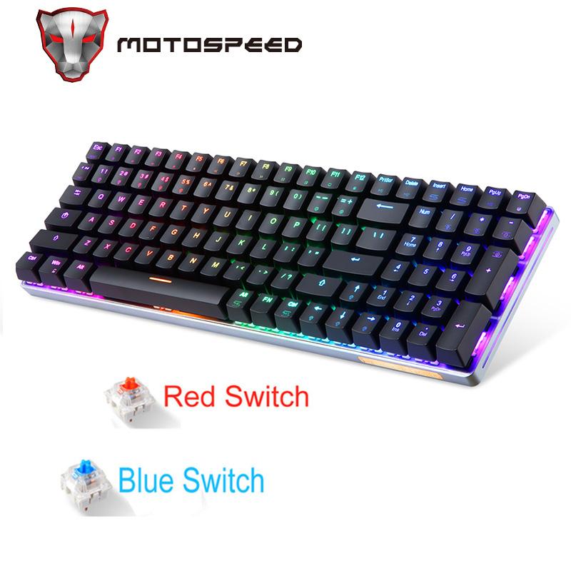 New Motospeed K1 Wireless&Wired Dual Mode 100 Keys RGB Backlight Ergonomics Mechanical Gaming Keyboard
