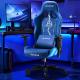 AutoFull Gaming Chair Blue PU Leather Racing Style Computer Chair, Lumbar Support E-Sports Swivel Chair, AF078NPU Indigo