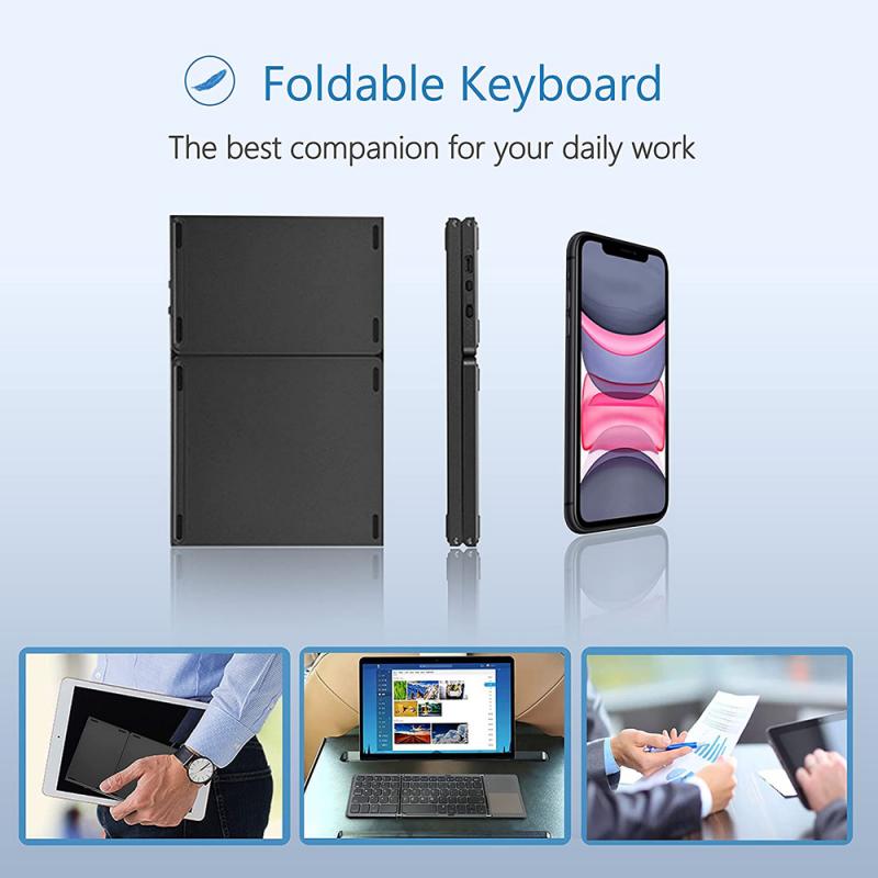 Bzfuture Portable Mini Three Folding Bluetooth Keyboard Wireless Foldable Touchpad Keypad for IOS Android Windows ipad Tablet