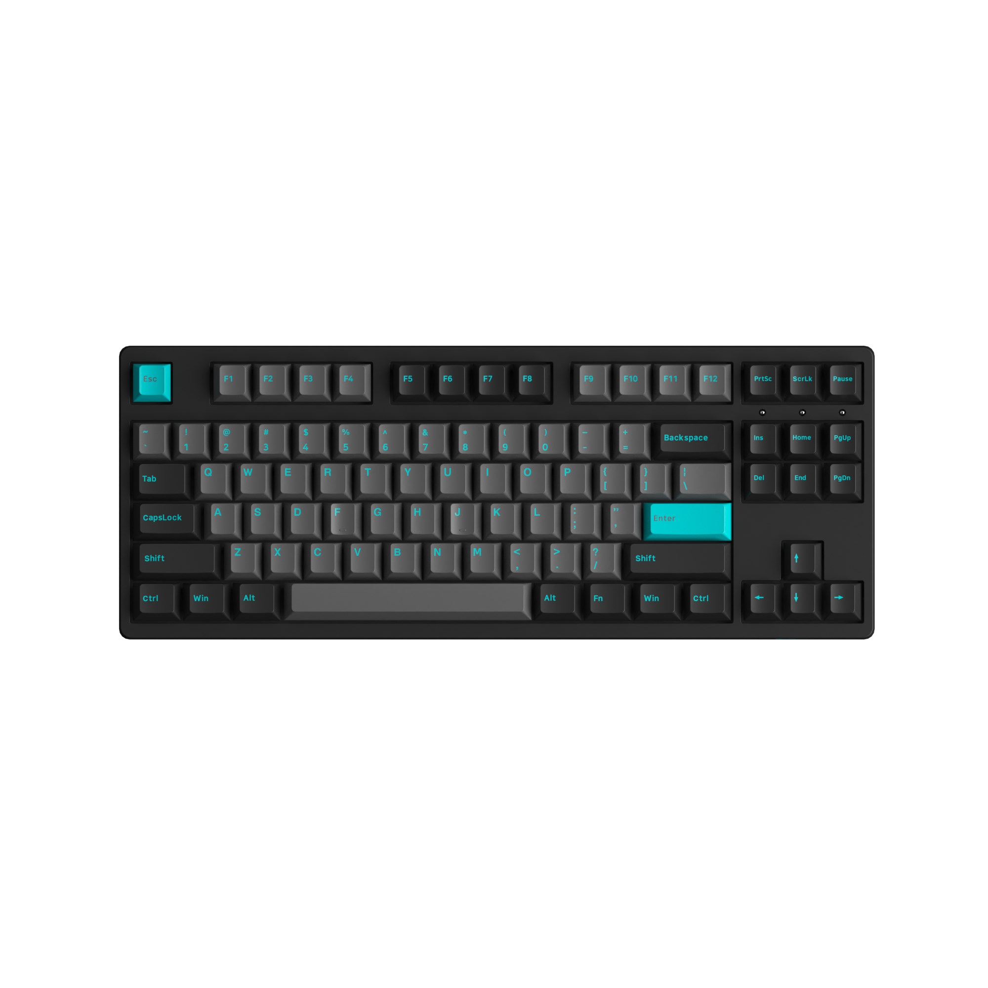 Official Akko 3087 Plus Black&Cyan Mechanical Gaming Keyboard 85% Layout TKL Wired USB-C with Cherry Profile PBT Double-Shot Keycaps
