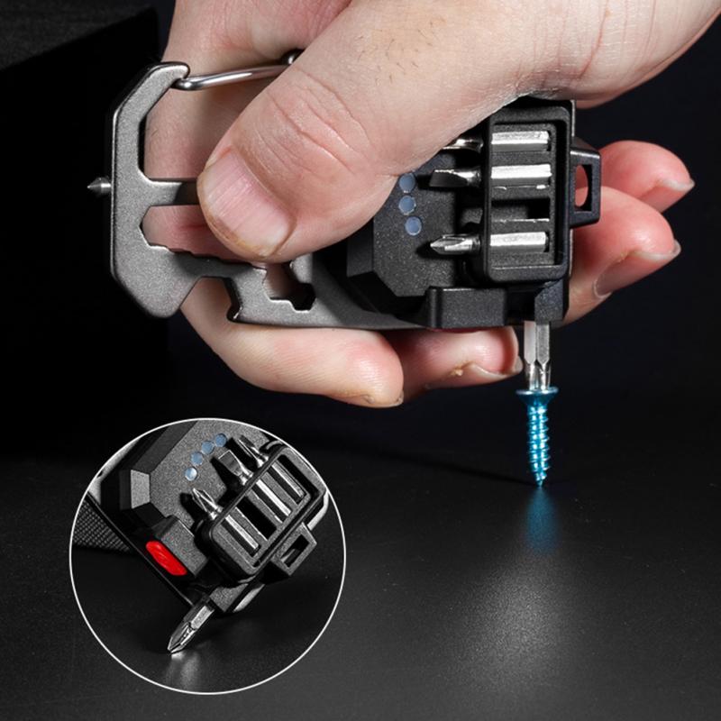 Mini COB LED Flashlight Keychain Lights Screwdriver Emergency Wrench Hammer Portable Key Ring Work Light Torch Outdoor Camping