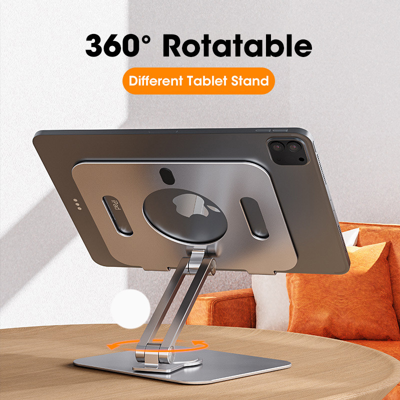 Official Bzfuture Adjustable Aluminium Alloy Tablet Stand 360° Rotatable Support Tablet Desk Portable Metal Holder For Phone Pad