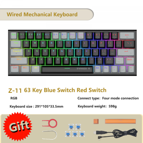 Buy EYOOSO Z11 61 Keys Wired Mechanical Gaming Keyboard with Solid Backlit Two-Color Keycaps at a cheaper price on Bzfuture.com