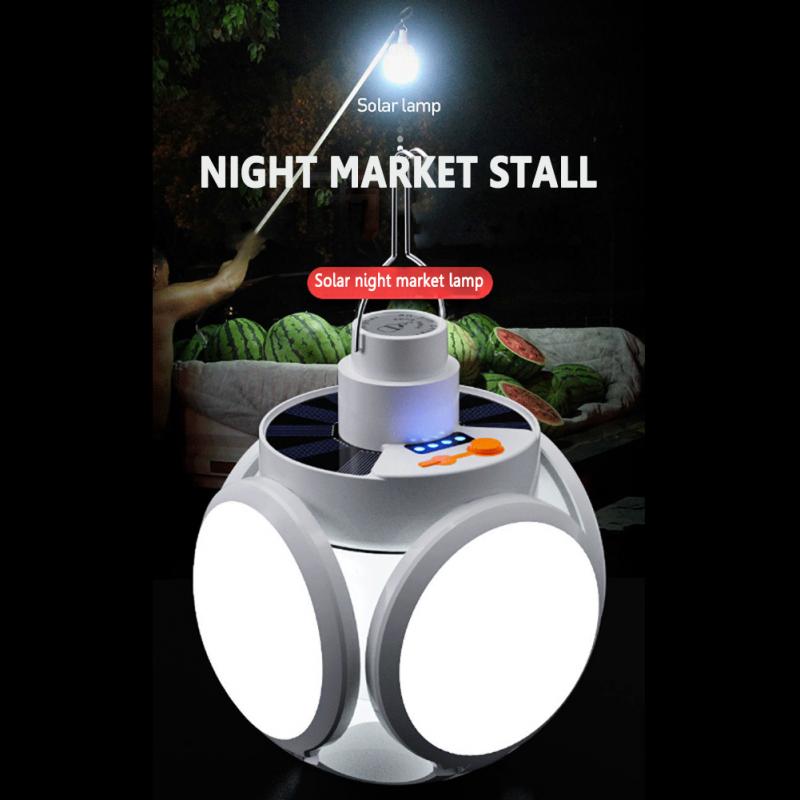 Bzfuture Portable Solar Powered LED Lamp USB Rechargeable Camping Searchlights Outdoor