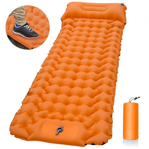Official Bzfuture Outdoor Sleeping Pad Camping Inflatable Mattress with Pillows Travel Mat Folding Bed Ultralight Air Cushion Hiking Trekking