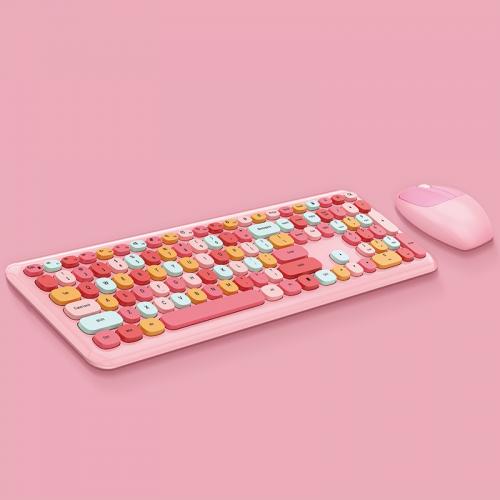 Official Bzfuture Small Fresh Macaron Color Wireless Keyboard and Mouse Set Girls Lovely Chocolate Silent Infinite Color Keyboard