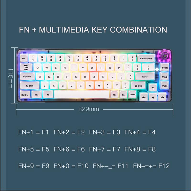 Motospeed CK69 Gaming Mechanical Keyboard Wired 67 keys RGB Backlight Full-Key Hot Swap PBT Keycap Gateron Red Switch