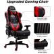 AutoFull Gaming Chair Red And Black PU Leather Footrest Racing Style Computer Chair, Headrest E-Sports Swivel Chair, AF070BPUJ Advanced