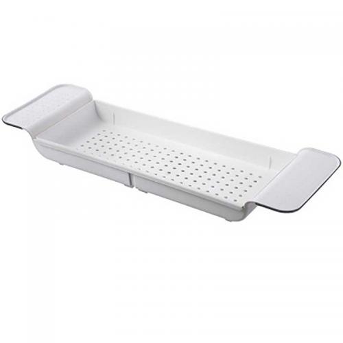 Retractable Bathtub Storage Rack Bathroom Drain Shelf Rectangular