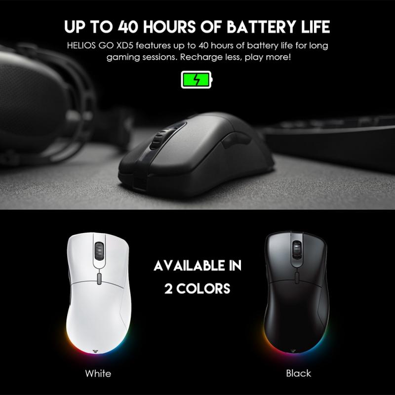 FANTECH HELIOS GO XD5 Mouse Berkabel dan Nirkabel Pixart 3370 RGB Mouse Gaming Dapat Disesuaikan LOD Hanya 72G dan 40 Jam Mouse Nirkabel