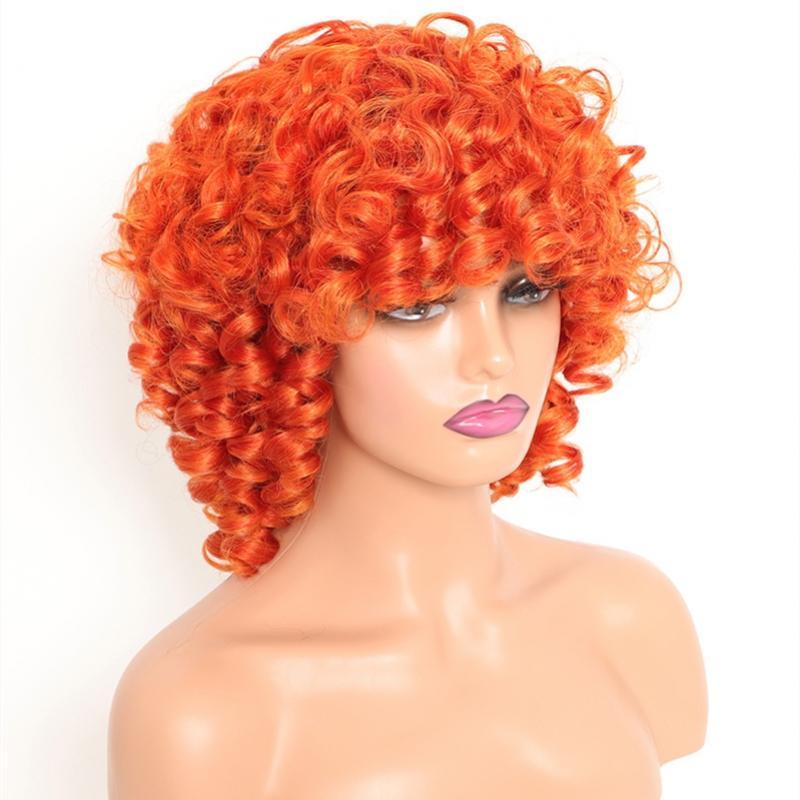 Short Curly Wigs 613 Blonde Black Orange Pink Synthetic Wigs For Women Wg1127